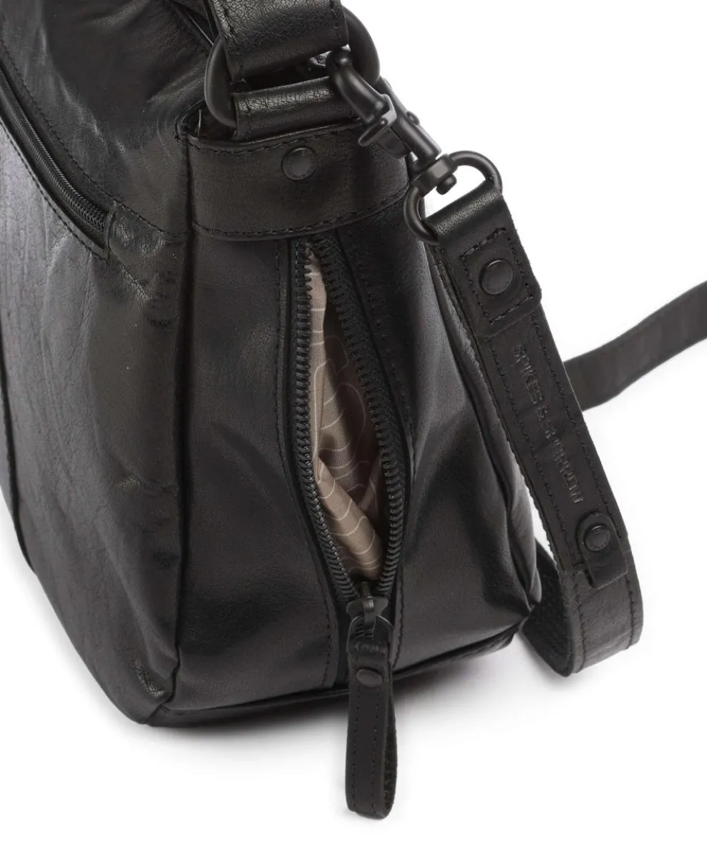 Bronco Carmen Schultertasche fein genarbtes Leder schwarz