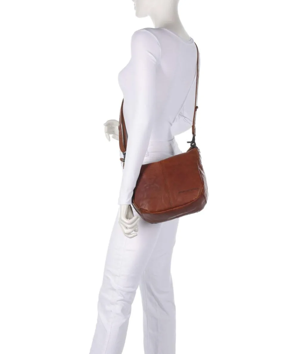 Bronco Carmen Schultertasche fein genarbtes Leder cognac