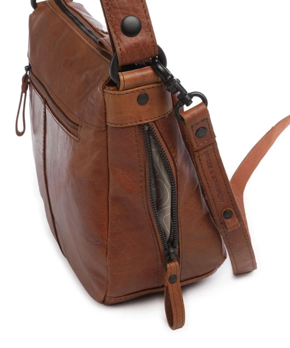 Bronco Carmen Schultertasche fein genarbtes Leder cognac