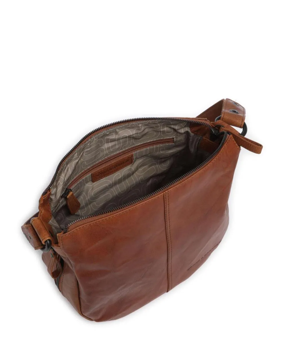 Bronco Carmen Schultertasche fein genarbtes Leder cognac