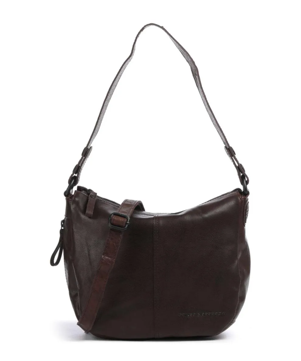 Bronco Carmen Schultertasche fein genarbtes Leder dunkelbraun
