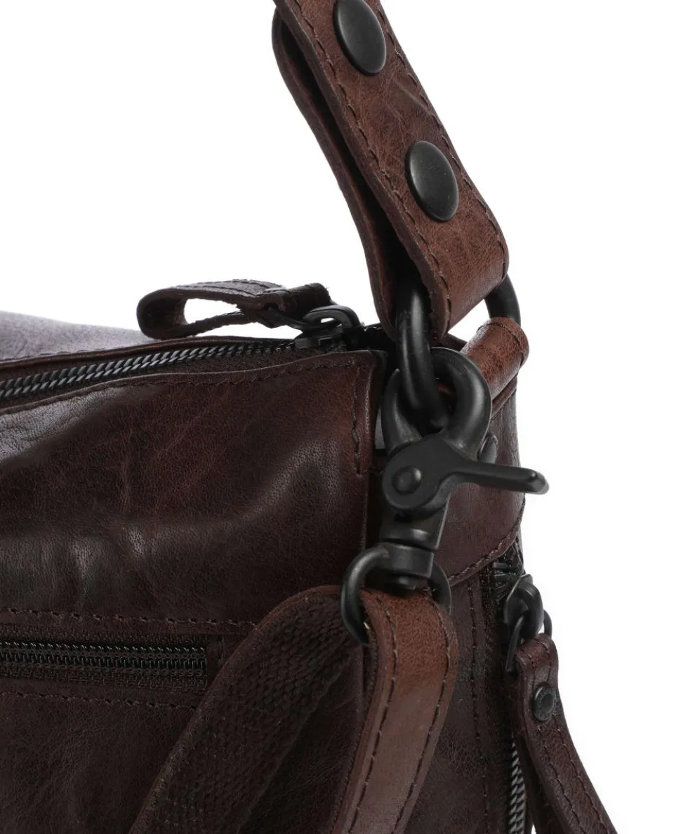 Bronco Carmen Schultertasche fein genarbtes Leder dunkelbraun