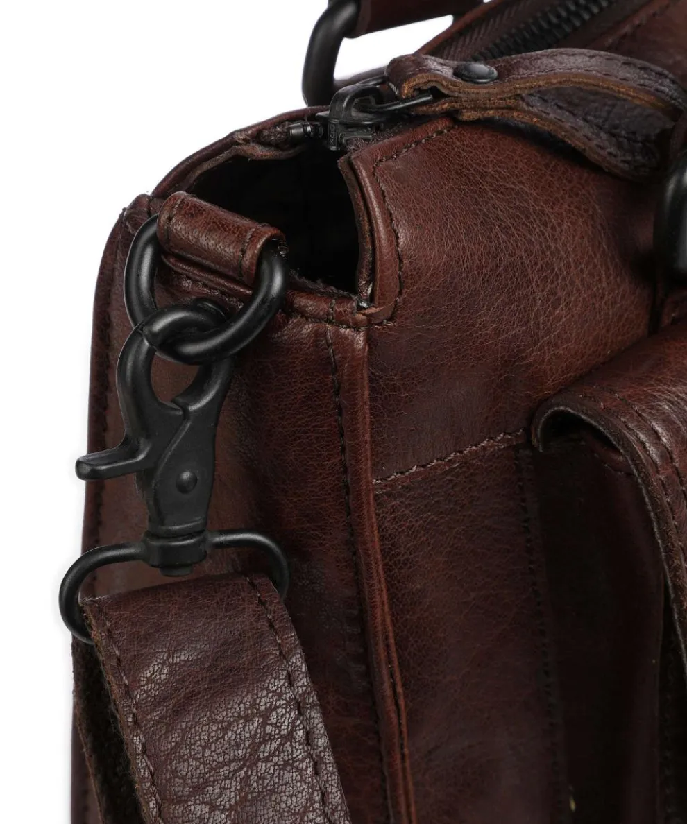 Bronco Ceciley Laptoptasche 15″ genarbtes Leder dunkelbraun