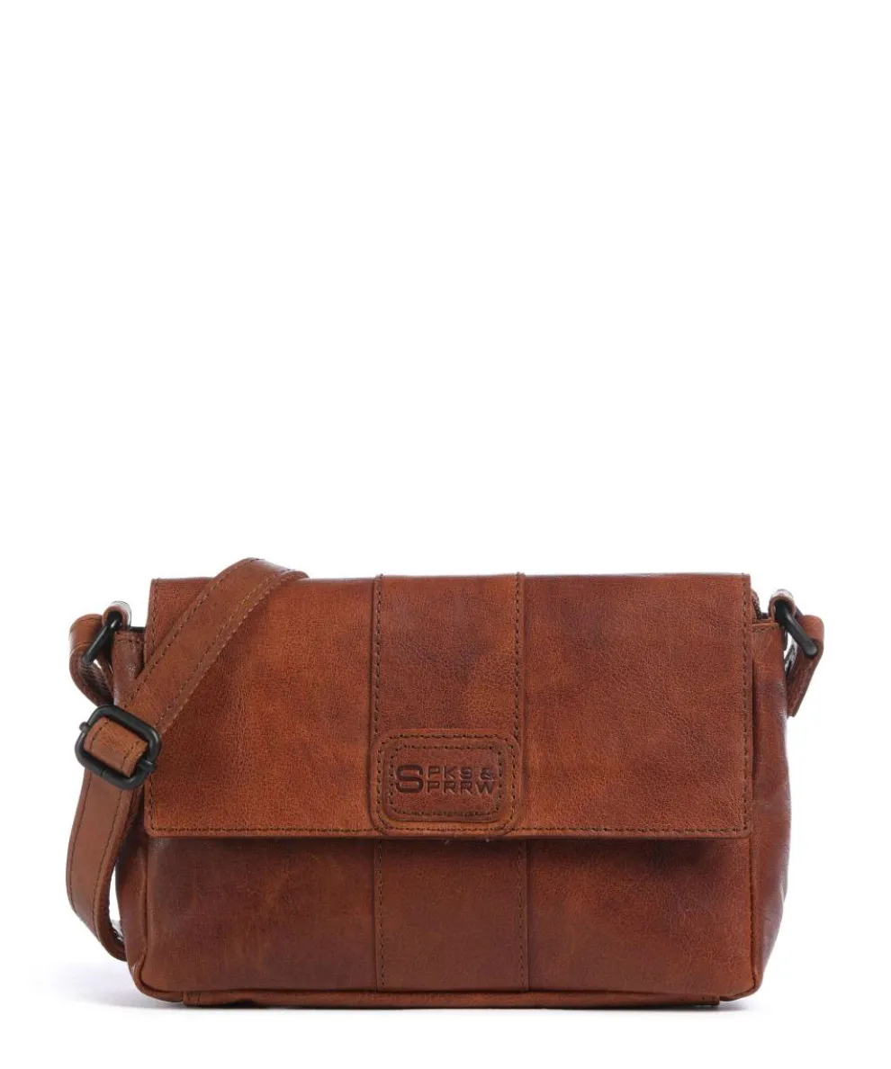 Bronco Ceslie Umhängetasche fein genarbtes Leder cognac