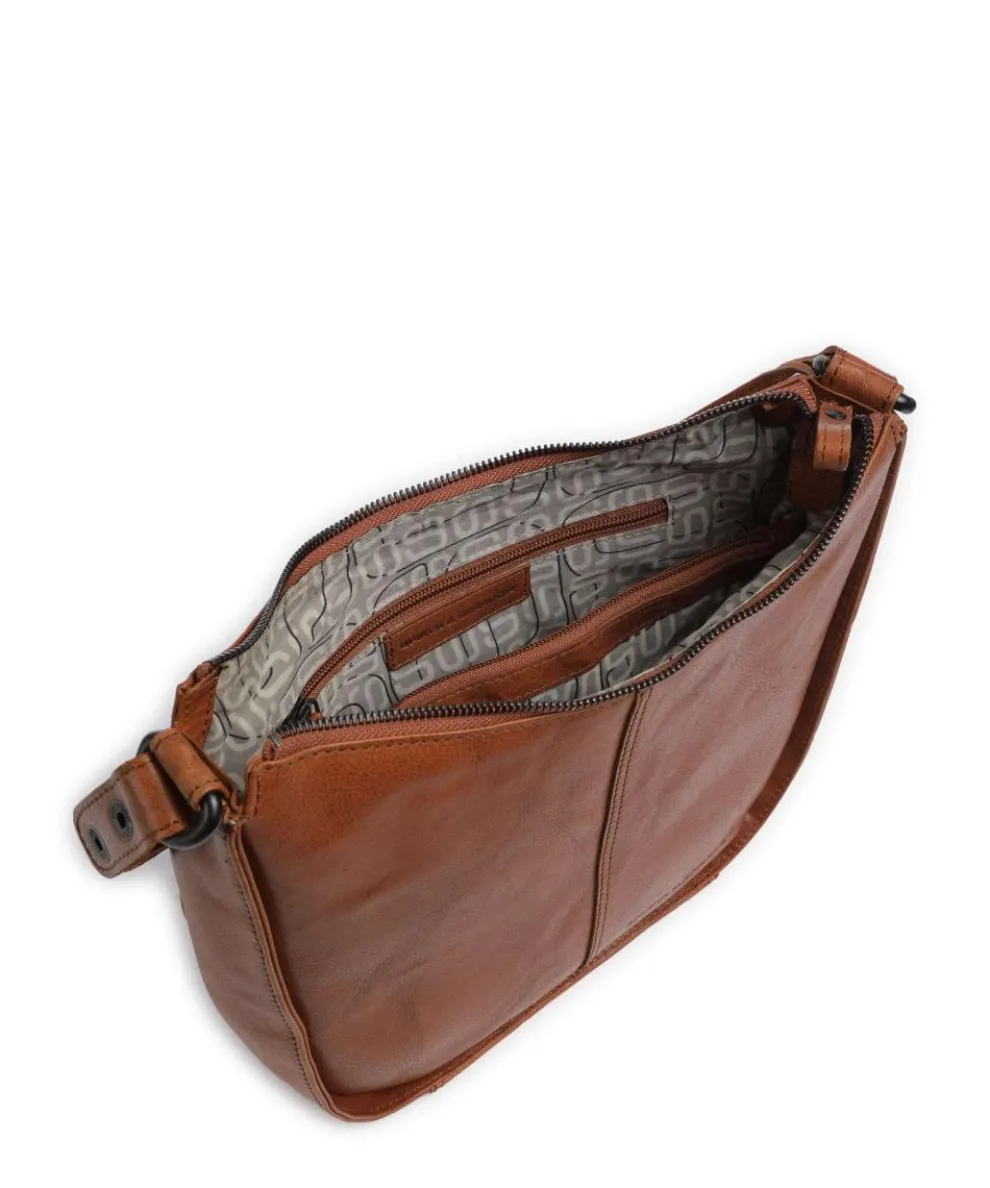 Bronco Colleen Schultertasche genarbtes Leder braun