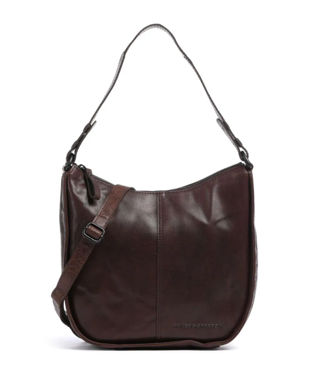 Bronco Colleen Schultertasche genarbtes Leder dunkelbraun