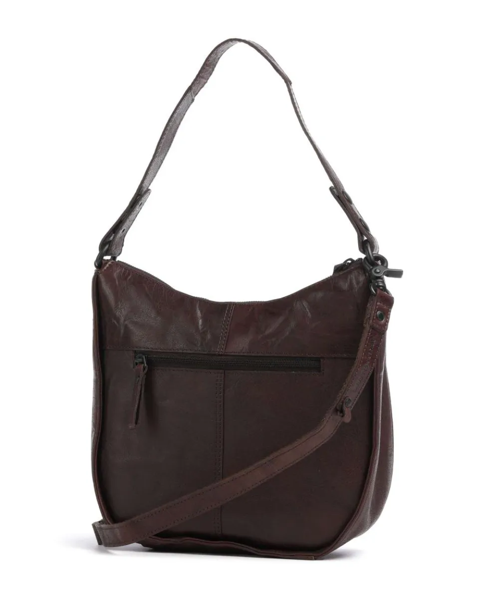 Bronco Colleen Schultertasche genarbtes Leder dunkelbraun