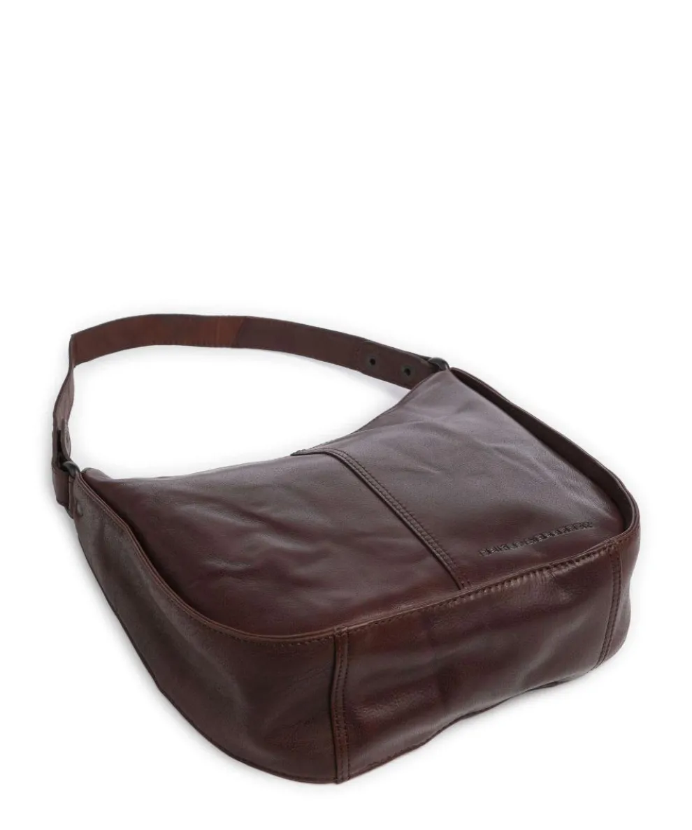Bronco Colleen Schultertasche genarbtes Leder dunkelbraun