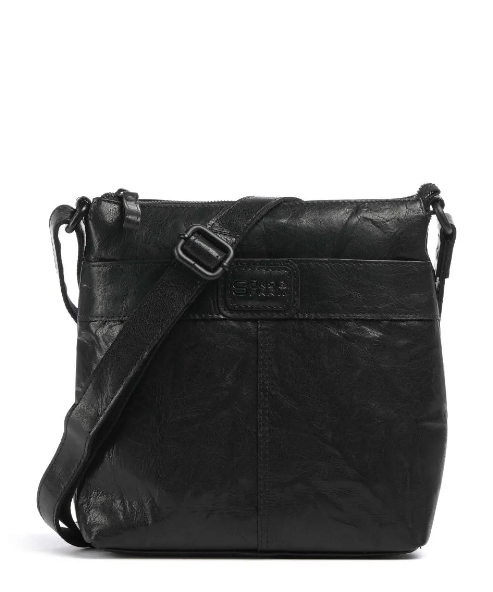 Bronco Deborah Umhängetasche fein genarbtes Leder schwarz