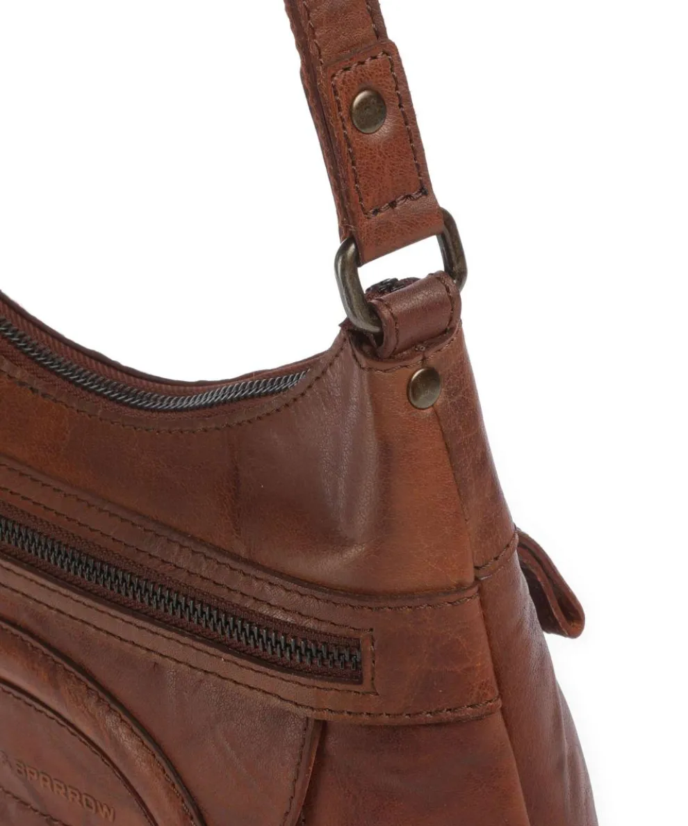 Bronco Elien Umhängetasche fein genarbtes Leder cognac