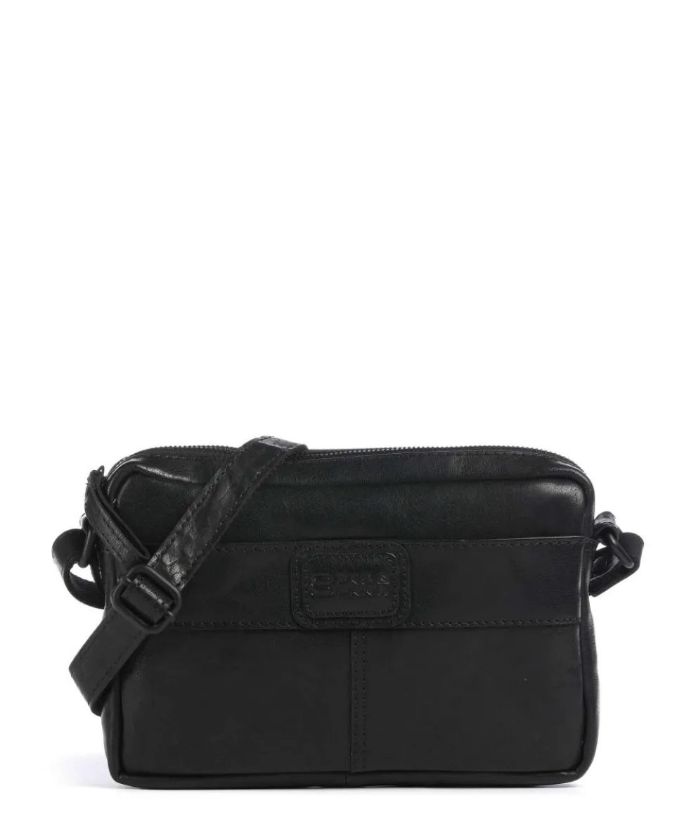 Bronco Eva Umhängetasche fein genarbtes Leder schwarz