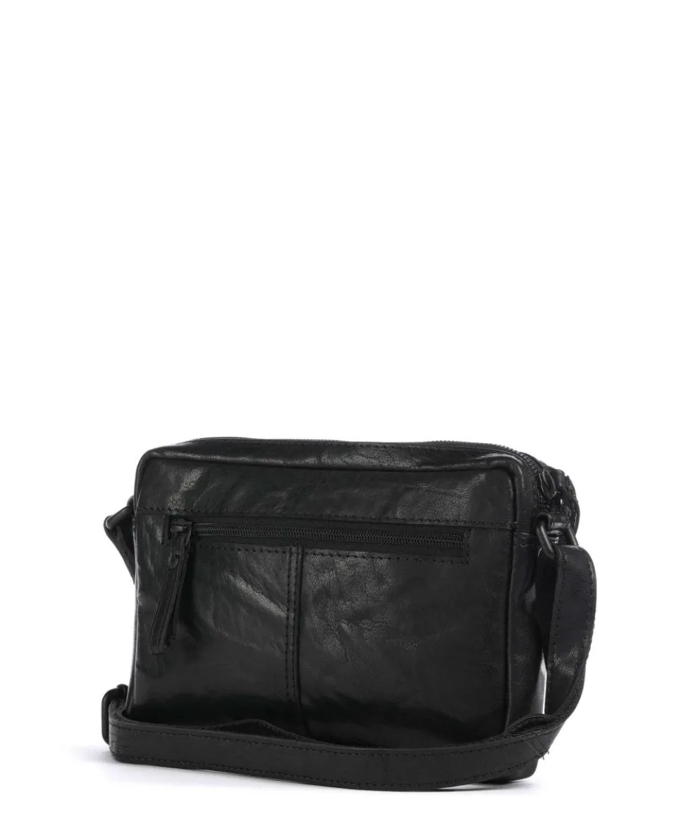 Bronco Eva Umhängetasche fein genarbtes Leder schwarz