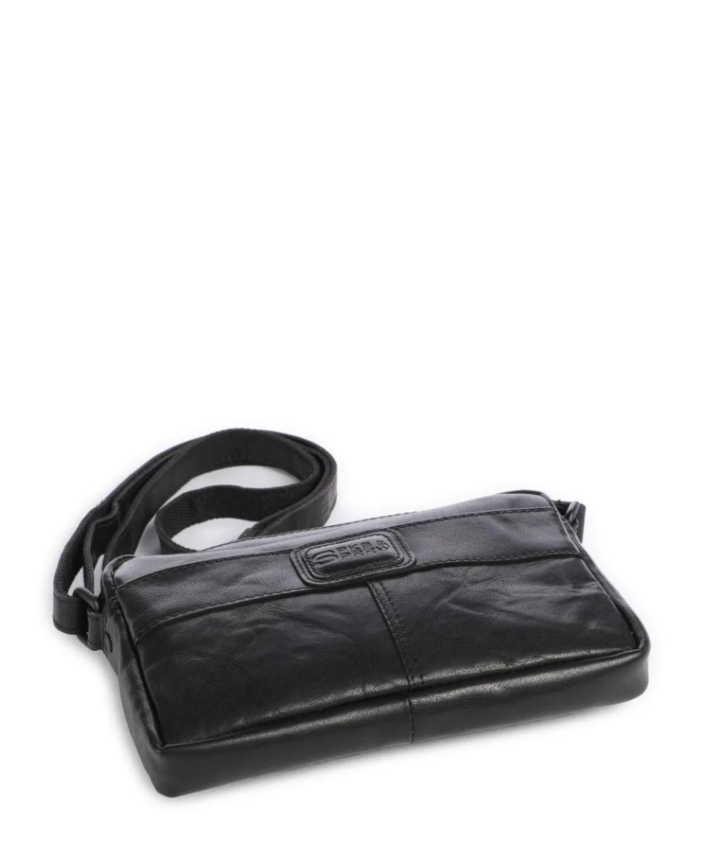 Bronco Eva Umhängetasche fein genarbtes Leder schwarz