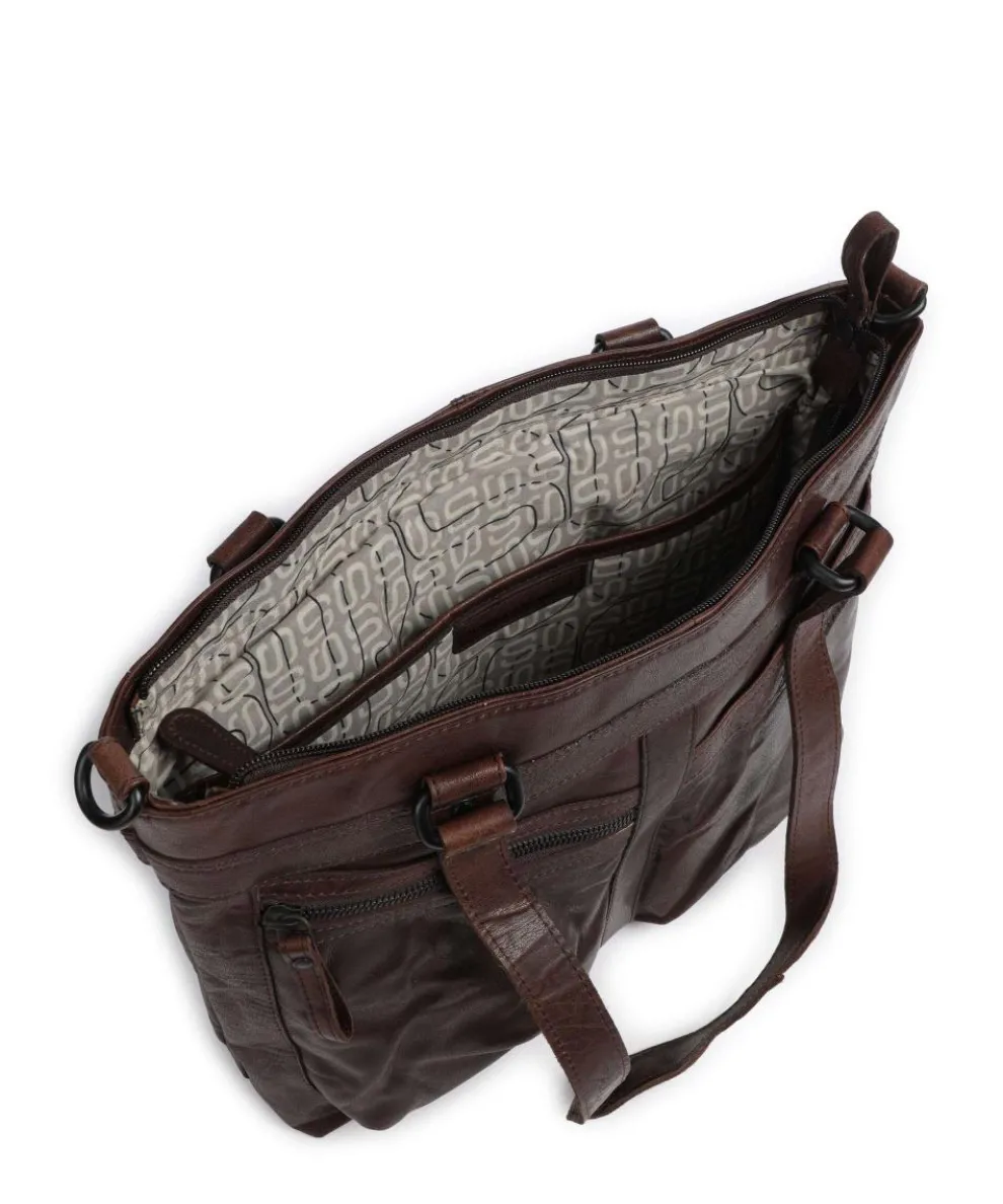 Bronco José Schultertasche 13″ genarbtes Leder dunkelbraun