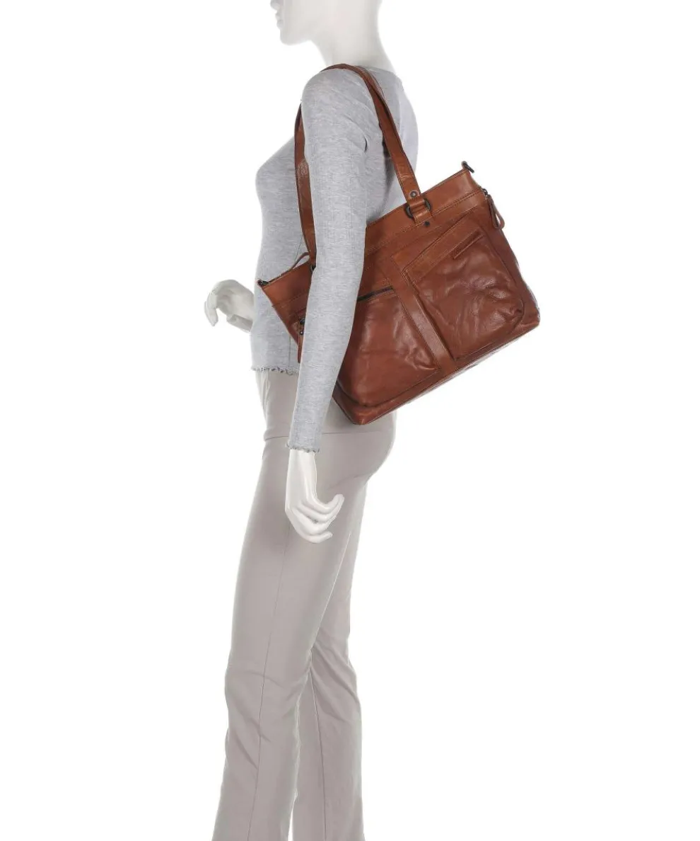 Bronco José Schultertasche 13″ genarbtes Leder braun