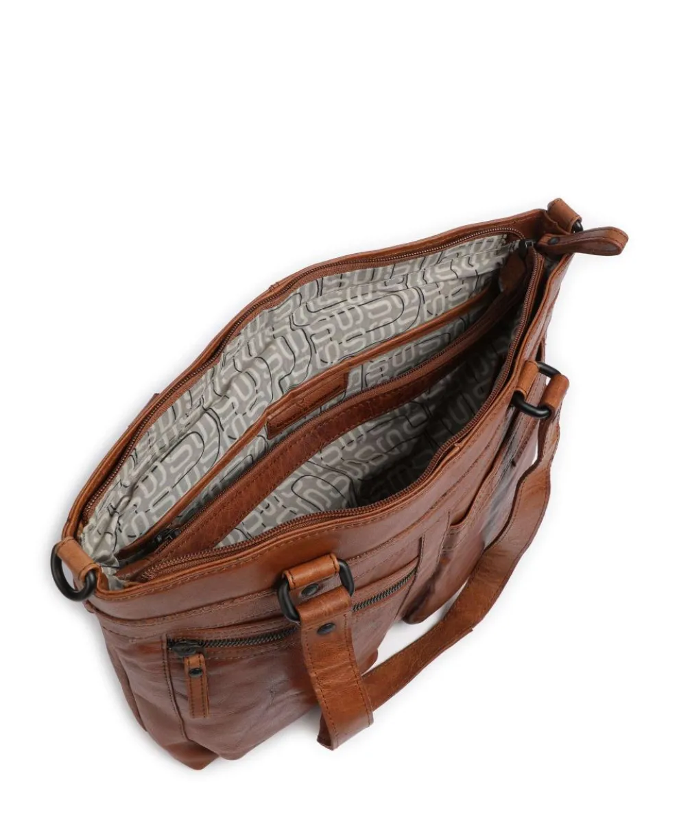 Bronco José Schultertasche 13″ genarbtes Leder braun