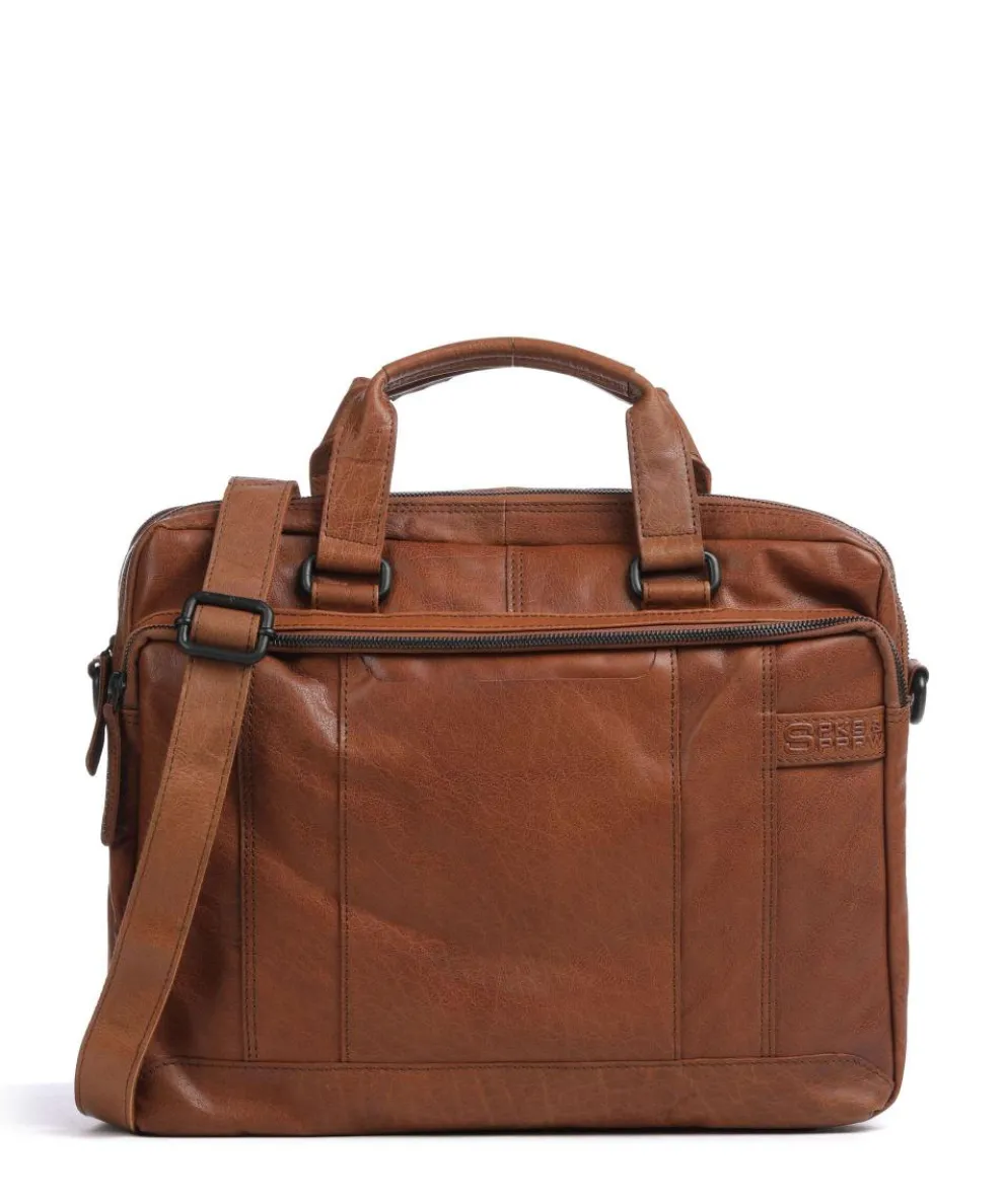 Bronco Kharter Laptoptasche 15″ genarbtes Leder braun