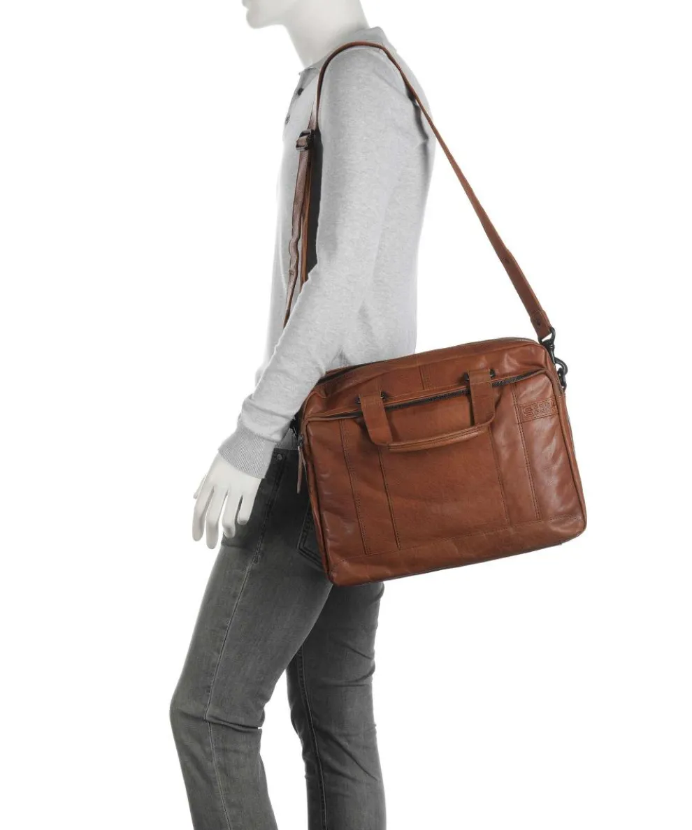 Bronco Kharter Laptoptasche 15″ genarbtes Leder braun