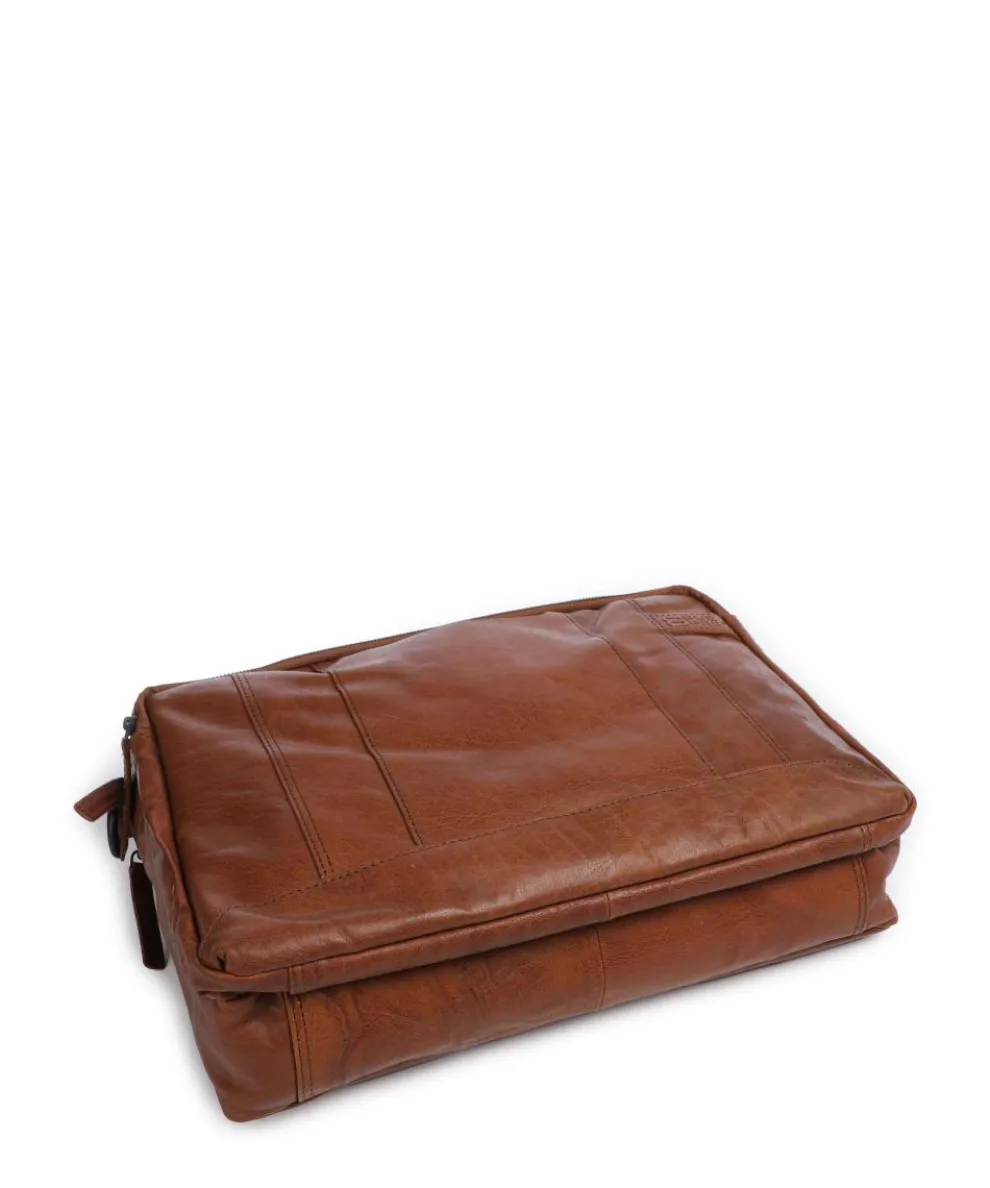 Bronco Kharter Laptoptasche 15″ genarbtes Leder braun