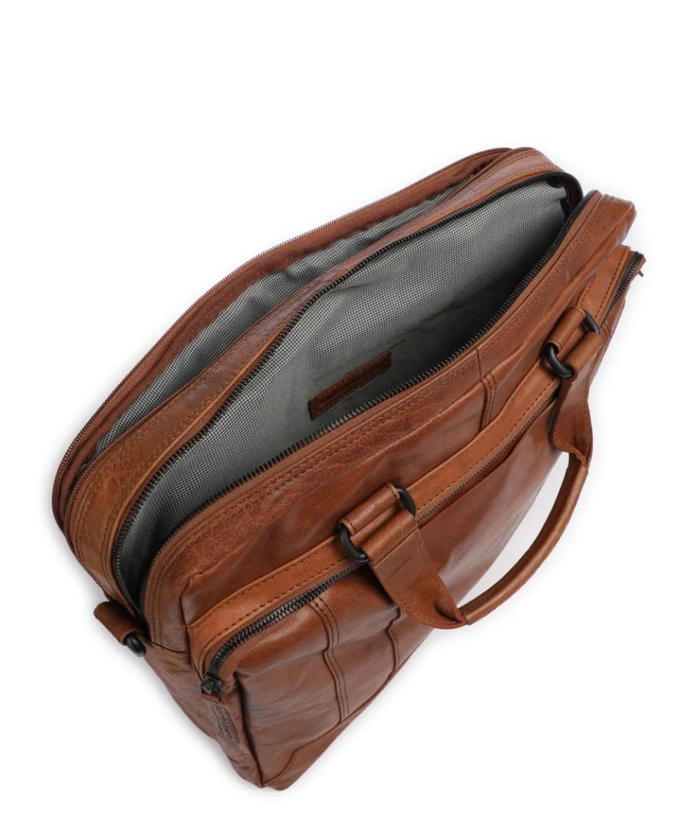 Bronco Kharter Laptoptasche 15″ genarbtes Leder braun