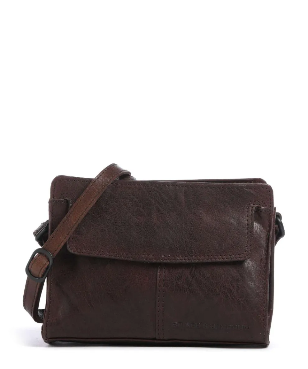 Bronco Leyla Umhängetasche fein genarbtes Leder dunkelbraun