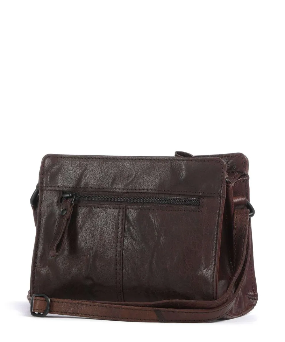 Bronco Leyla Umhängetasche fein genarbtes Leder dunkelbraun
