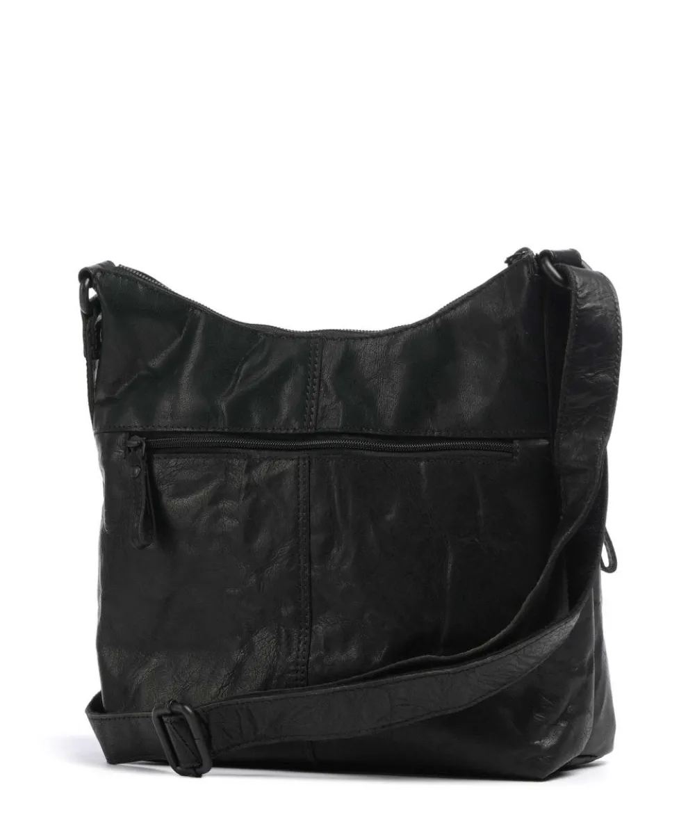 Bronco Morgane Umhängetasche genarbtes Leder schwarz