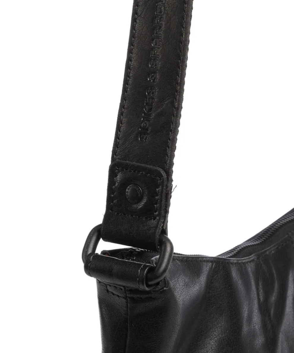 Bronco Morgane Umhängetasche genarbtes Leder schwarz