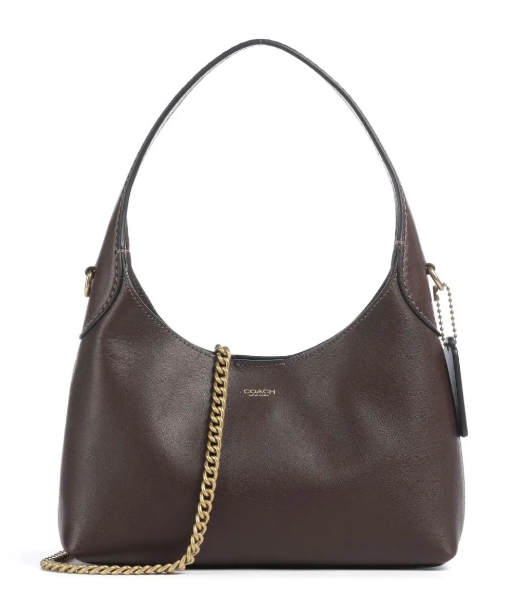 Brooklyn 23 Schultertasche fein genarbtes Leder dunkelbraun