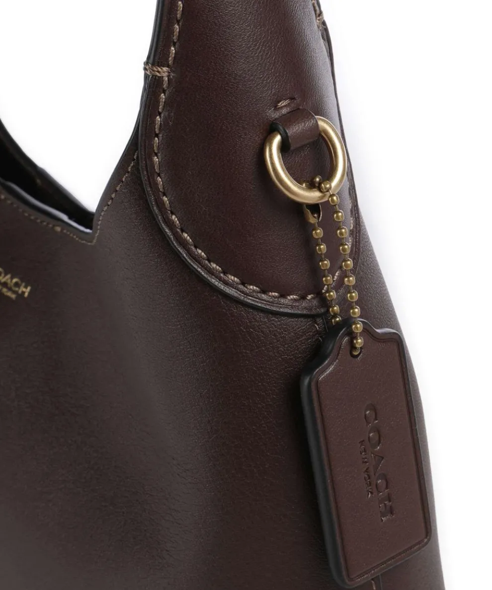 Brooklyn 23 Schultertasche fein genarbtes Leder dunkelbraun