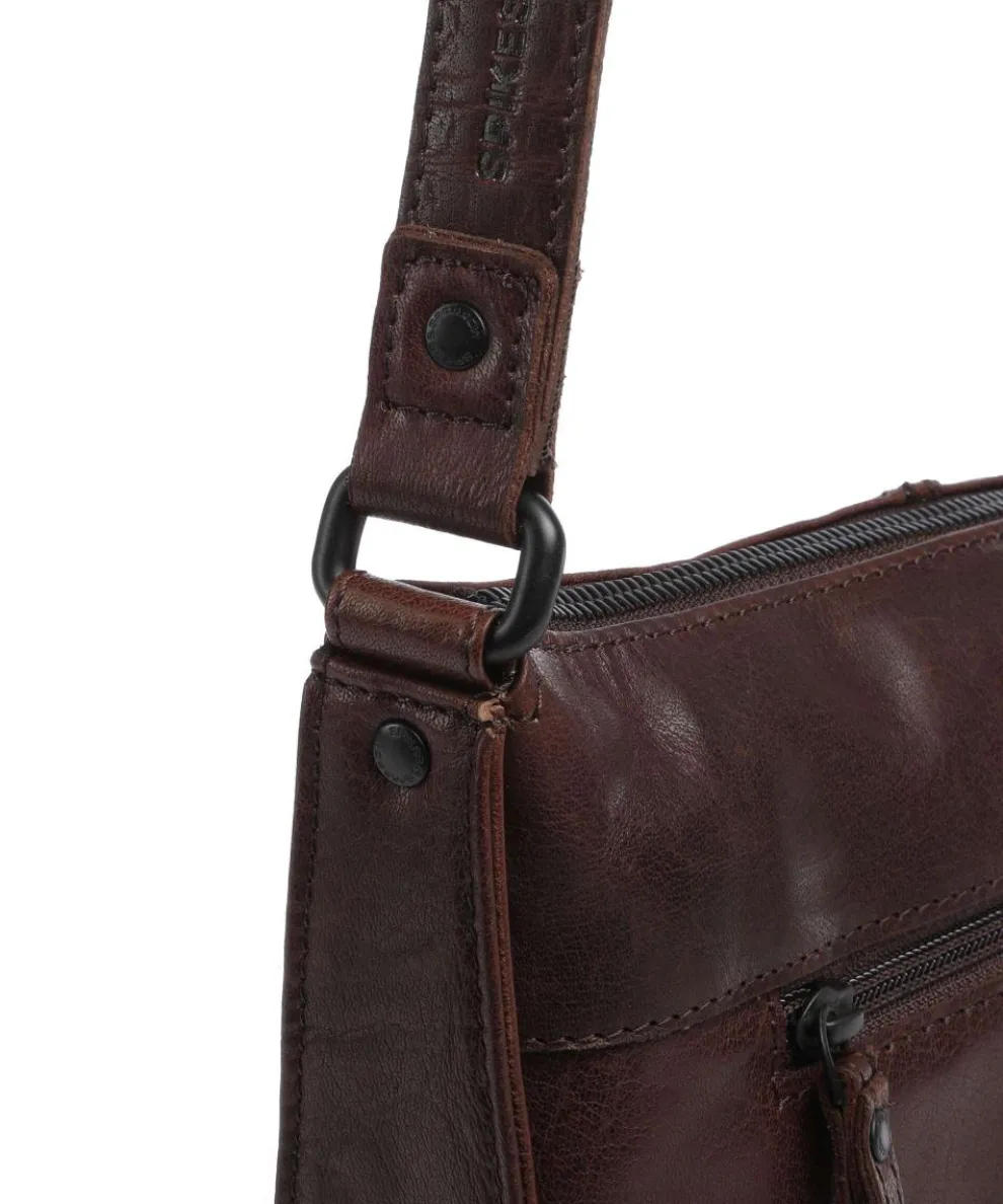 Bronco Titia Umhängetasche genarbtes Leder dunkelbraun