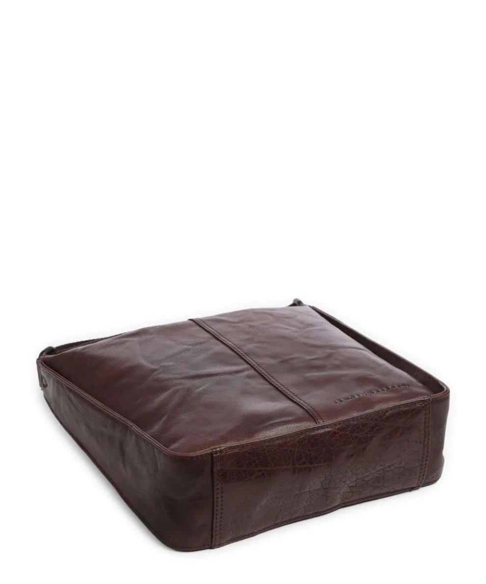 Bronco Titia Umhängetasche genarbtes Leder dunkelbraun