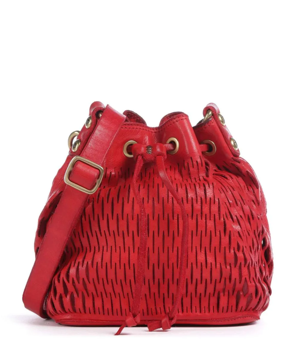 Bucket bag genarbtes Rindsleder rot