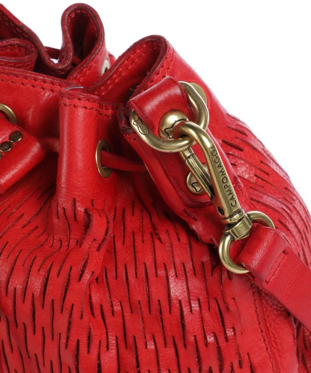 Bucket bag genarbtes Rindsleder rot