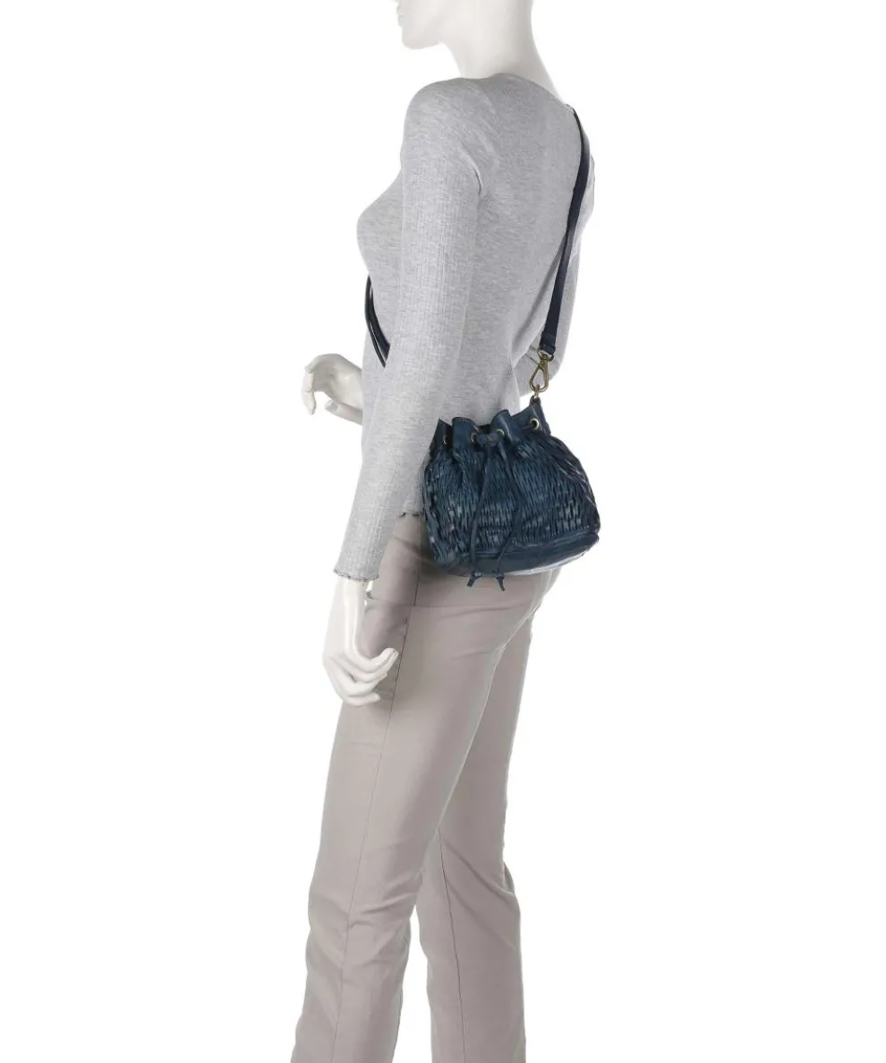 Bucket bag genarbtes Rindsleder dunkelblau
