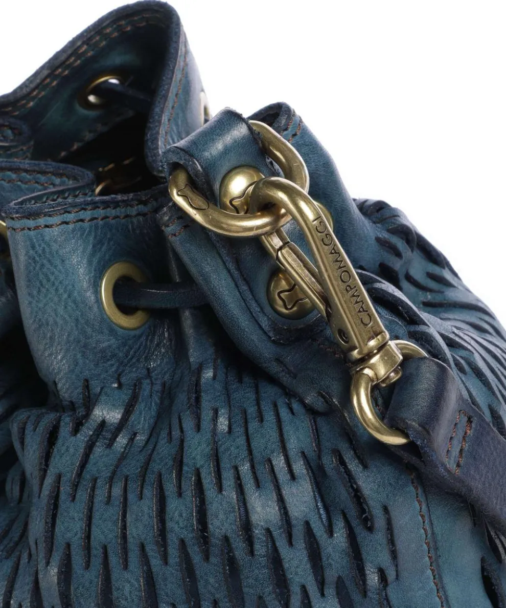 Bucket bag genarbtes Rindsleder dunkelblau