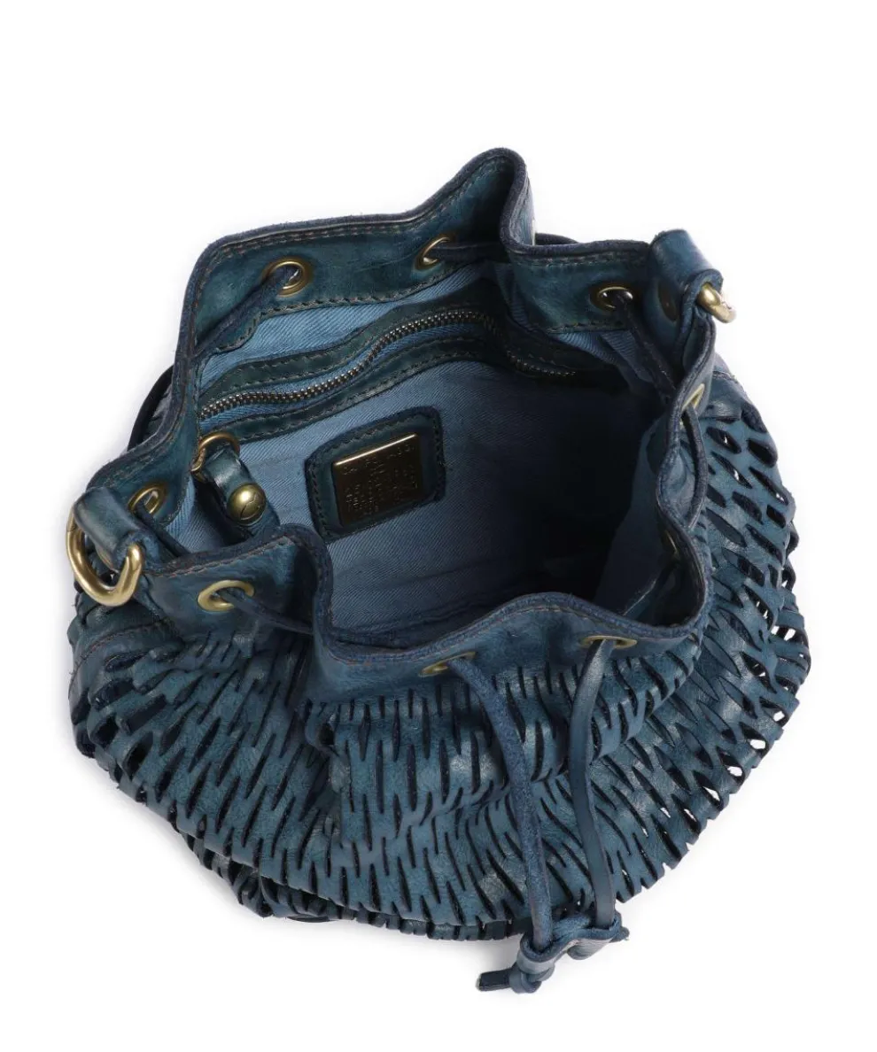 Bucket bag genarbtes Rindsleder dunkelblau