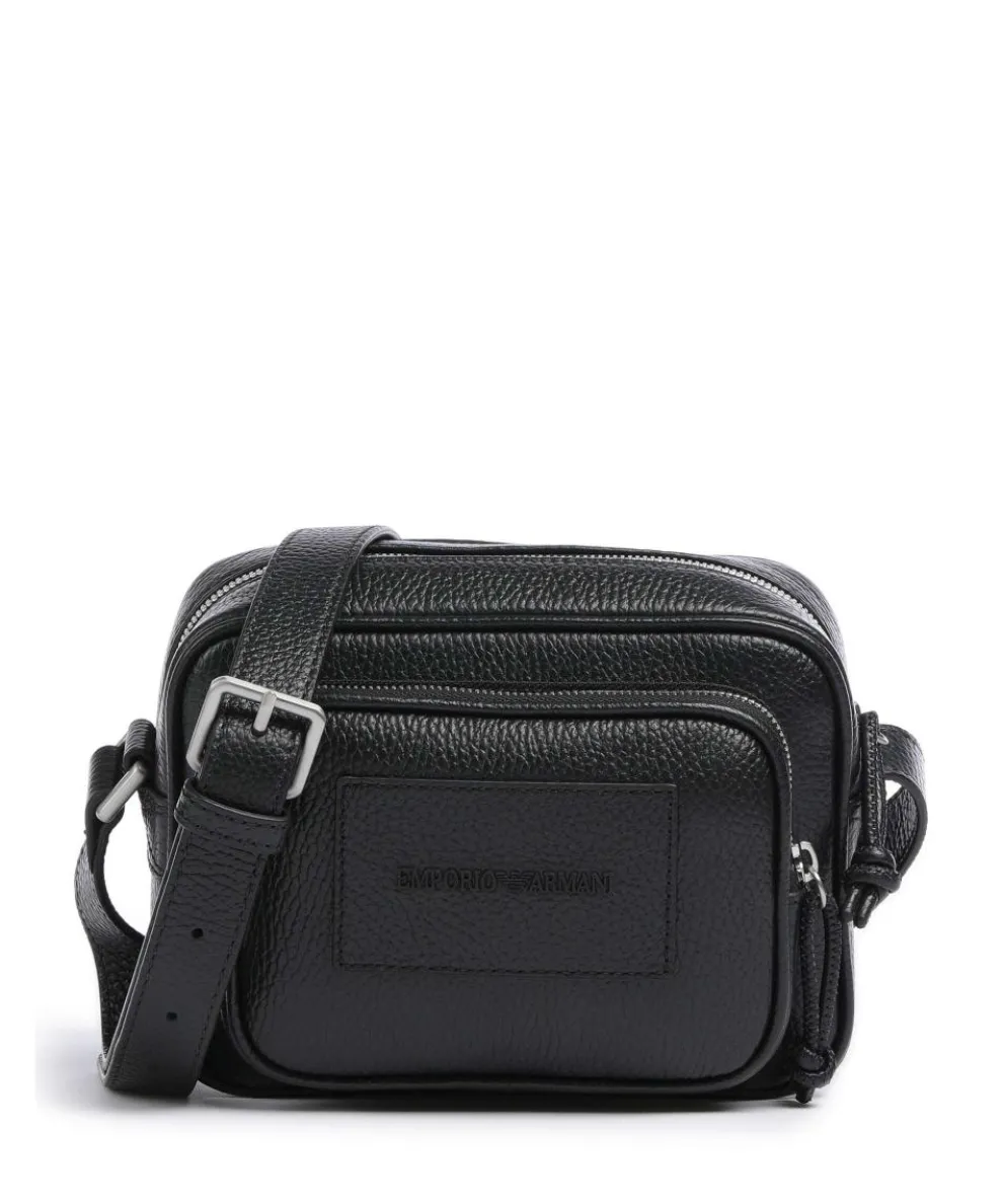 Business Regenerated Umhängetasche genarbtes Rindsleder schwarz