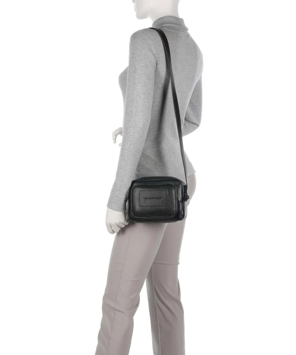 Business Regenerated Umhängetasche genarbtes Rindsleder schwarz