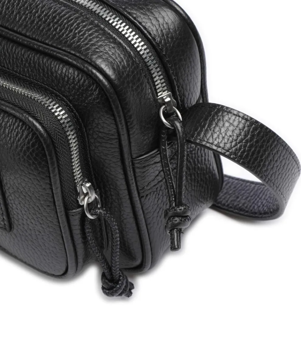 Business Regenerated Umhängetasche genarbtes Rindsleder schwarz