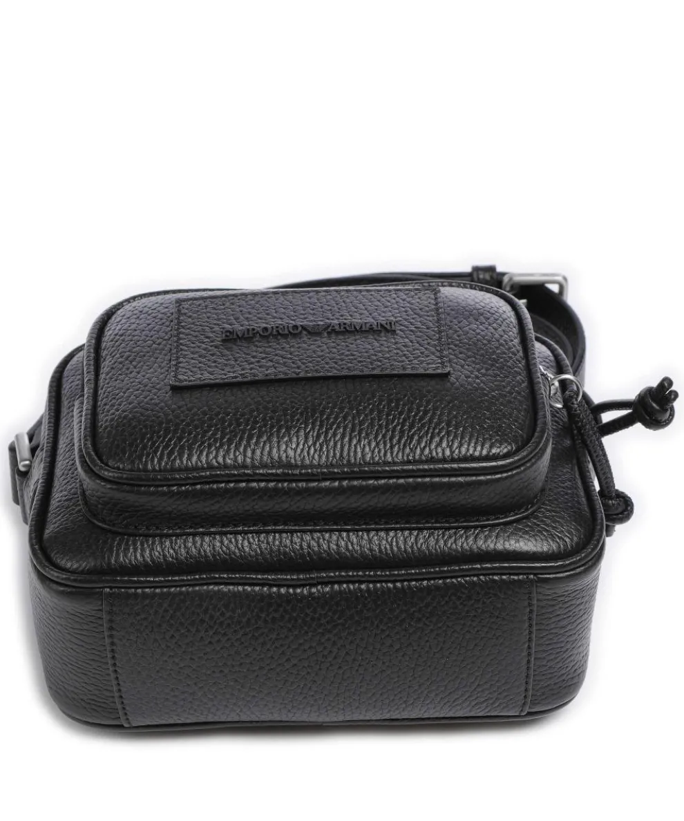 Business Regenerated Umhängetasche genarbtes Rindsleder schwarz