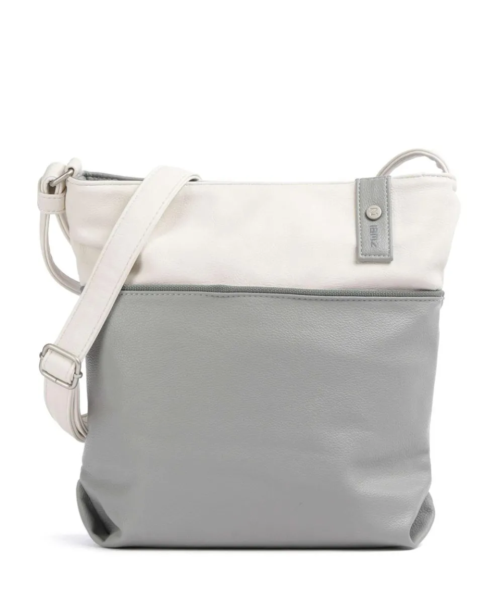 Jana J10 Schultertasche Lederimitat grau/weiß