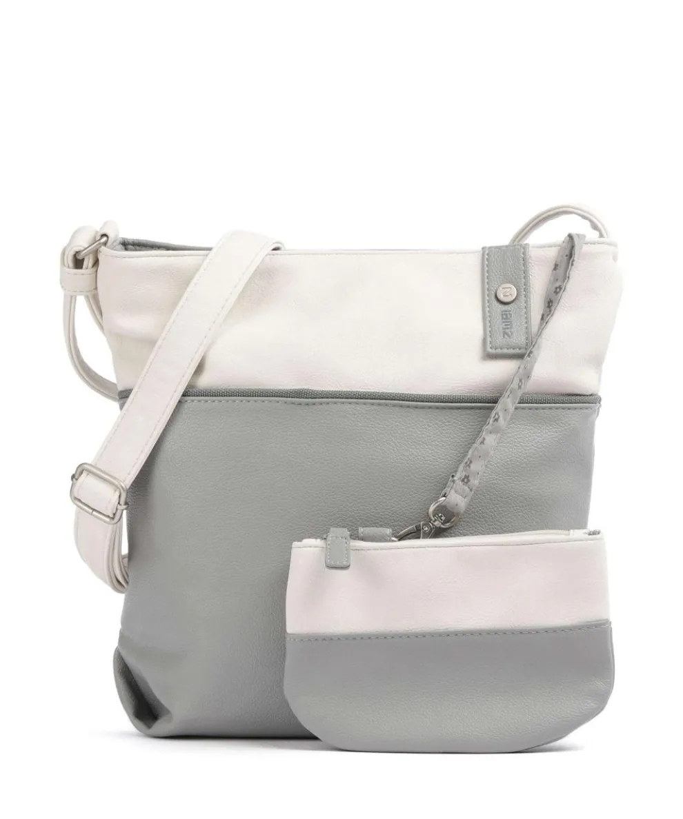 Jana J10 Schultertasche Lederimitat grau/weiß