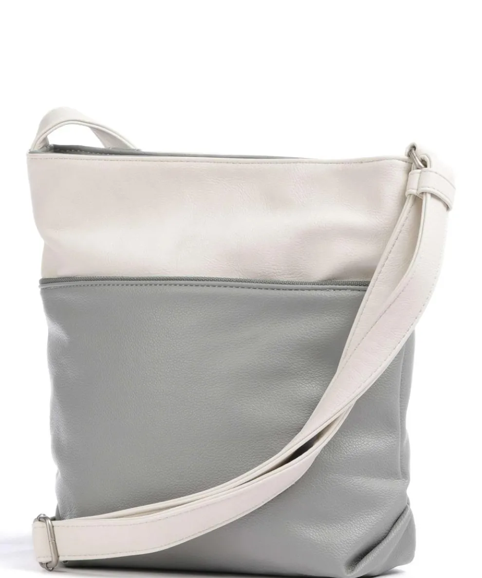 Jana J10 Schultertasche Lederimitat grau/weiß