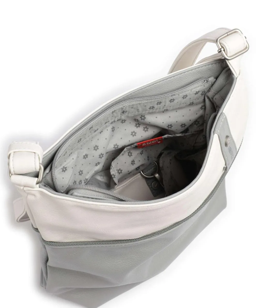 Jana J10 Schultertasche Lederimitat grau/weiß