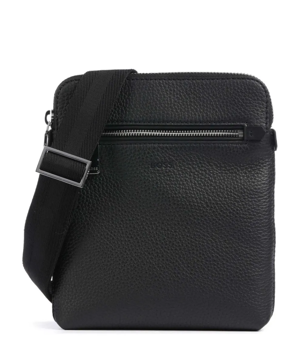 Crosstown Umhängetasche genarbtes Rindsleder schwarz