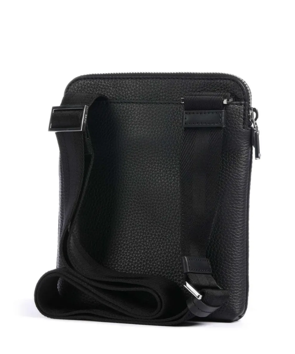 Crosstown Umhängetasche genarbtes Rindsleder schwarz