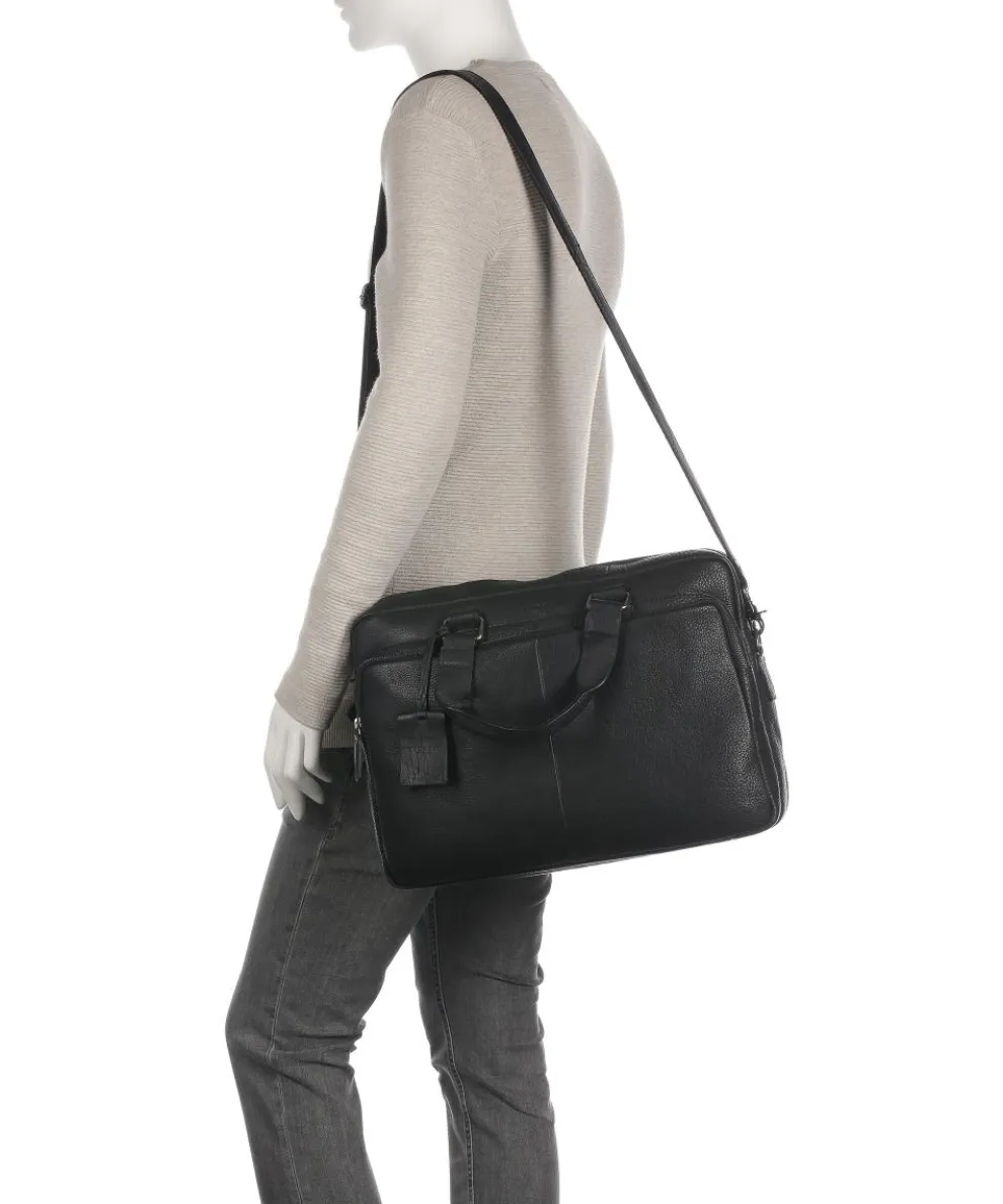 Antique Avery Aktentasche 15″ genarbtes Leder schwarz