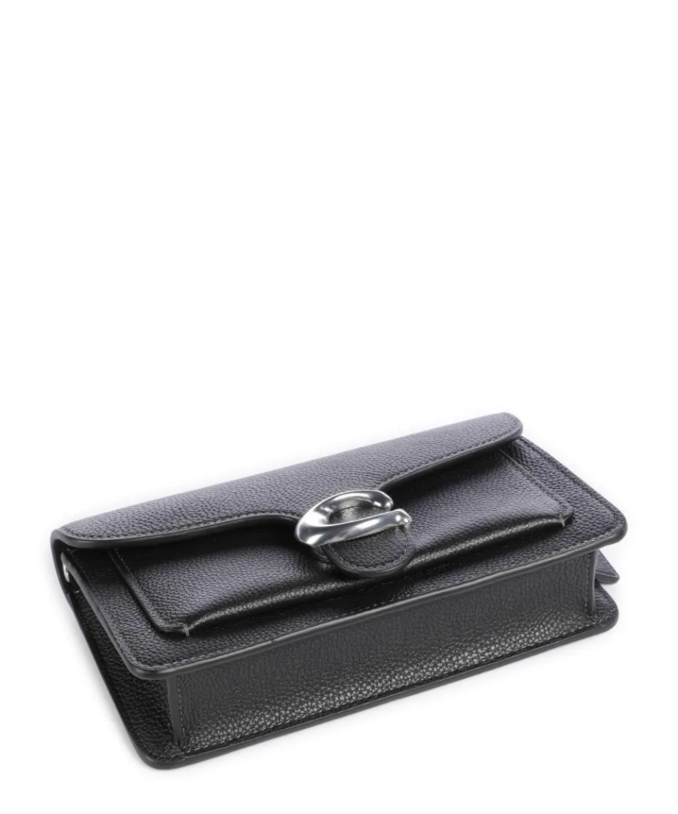 Tabby Chain Umhängetasche genarbtes Leder schwarz