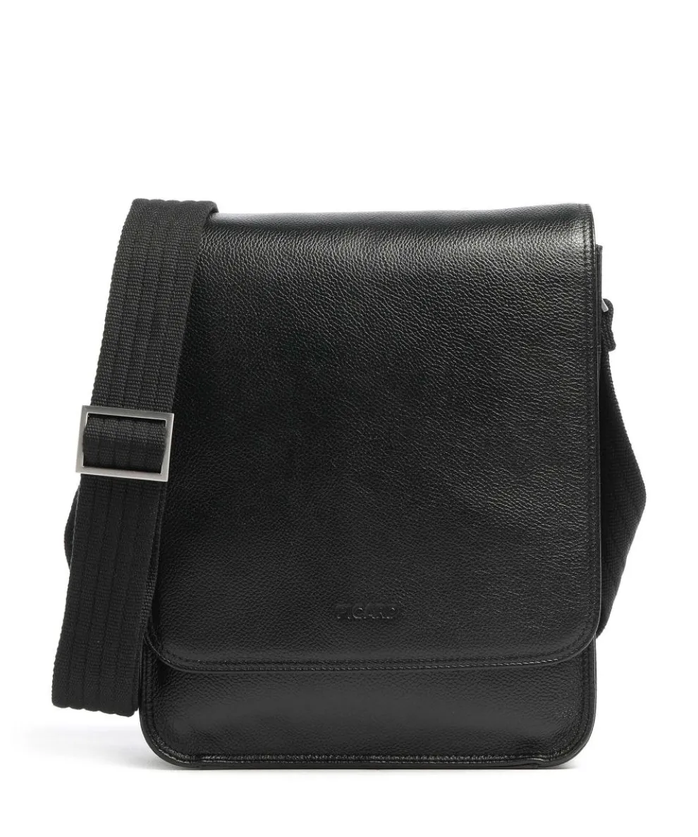 Milano Umhängetasche genarbtes Rindsleder schwarz